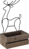 Bloempot Binnen 23*13*10/40 cm Bruin Hout, Ijzer Hert Plantenpot