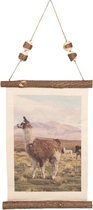 Wandkleed 39*28 cm Bruin Linnen Rechthoek Lama Wanddoek Wandhanger Wandkaart