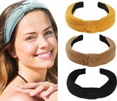 3 Stuks Dames Haarbanden - Haarband met knoop - Kleur 5 - Haarband volwassenen - Vrouwen - Dames - Tieners - Meiden - Dans - Yoga - Hardlopen - Sport - Haaraccessoires