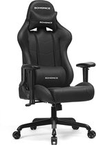 WoonWerkInterieur - Bureaustoel - Gamestoel - Racestoel- Ligstoel - Gamingchair - Zwart  - Rugkussen - Nekkussen - Synthetisch leer