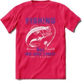 Fishing Has No Age Limit - Vissen T-Shirt | Paars | Grappig Verjaardag Vis Hobby Cadeau Shirt | Dames - Heren - Unisex | Tshirt Hengelsport Kleding Kado - Roze - XXL