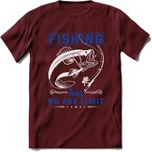 Fishing Has No Age Limit - Vissen T-Shirt | Blauw | Grappig Verjaardag Vis Hobby Cadeau Shirt | Dames - Heren - Unisex | Tshirt Hengelsport Kleding Kado - Burgundy - XL