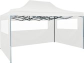 vidaXL Partytent met 3 zijwanden inklapbaar 3x4,5 m wit