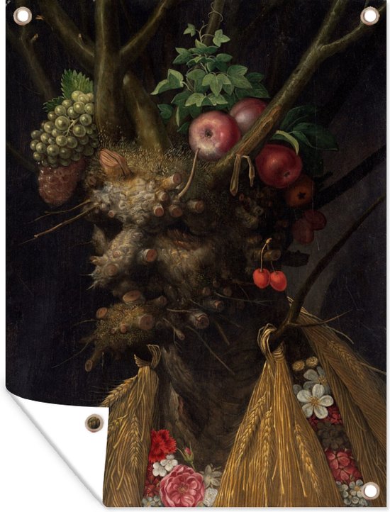 Tuin decoratie Vier seizoenen in één portret - schilderij van Giuseppe Arcimboldo - 30x40 cm - Tuindoek - Buitenposter