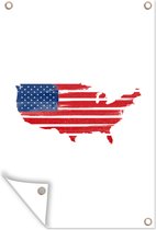 Muurdecoratie Landkaart met vlag U.S.A. - 120x180 cm - Tuinposter - Tuindoek - Buitenposter
