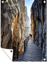 Tuin decoratie Weergave van de loopbrug El Caminito del Rey langs de steile wanden van de kloof, Spanje - 30x40 cm - Tuindoek - Buitenposter