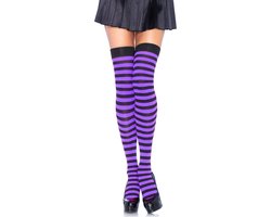 Striped nylon thigh highs