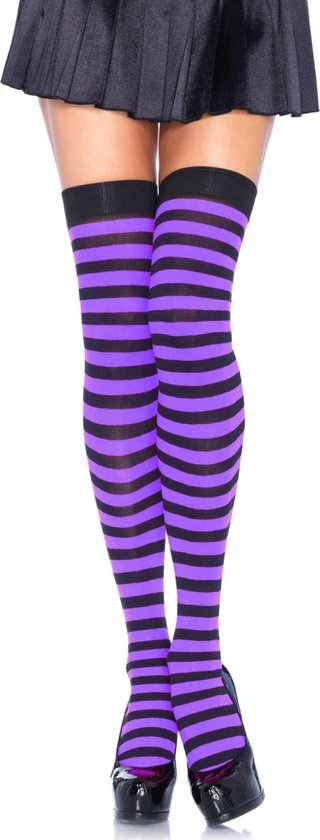 Striped nylon thigh highs