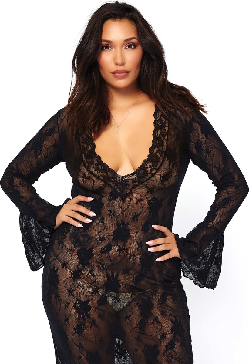 Stretch deep-V long dress +