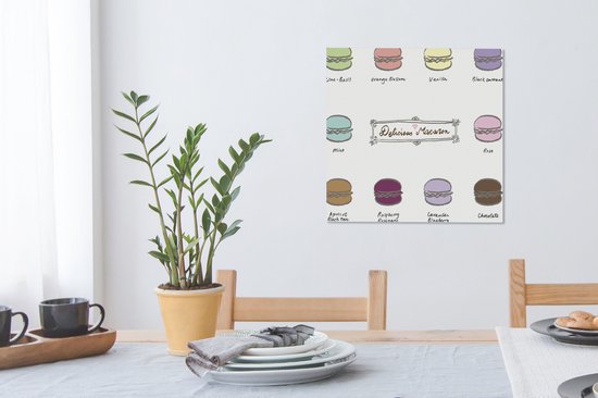 Tableau toile Macaron - Couleurs - Illustration - 50x50 cm - Décoration murale