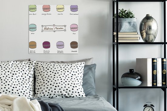 Tableau toile Macaron - Couleurs - Illustration - 50x50 cm - Décoration murale