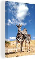 Canvas Schilderij Twee zebra's in het Krugerpark in Zuid-Afrika - 40x60 cm - Wanddecoratie
