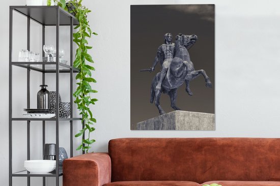 Canvas schilderij 90x140 cm - Wanddecoratie Close-up van het monument van Alexander The Great in Thessaloniki, Griekenland - Muurdecoratie woonkamer - Slaapkamer decoratie - Kamer accessoires - Schilderijen