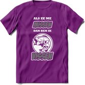 Als Ze Me Missen Dan Ben Ik Vissen T-Shirt | Grijs | Grappig Verjaardag Vis Hobby Cadeau Shirt | Dames - Heren - Unisex | Tshirt Hengelsport Kleding Kado - Paars - M