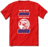 Als Ze Me Missen Dan Ben Ik Vissen T-Shirt | Blauw | Grappig Verjaardag Vis Hobby Cadeau Shirt | Dames - Heren - Unisex | Tshirt Hengelsport Kleding Kado - Rood - S