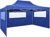 vidaXL Vouwtent met 3 wanden 3x4.5 m blauw