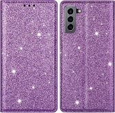 Glitter Book Case - Samsung Galaxy S22 Plus Hoesje - Paars