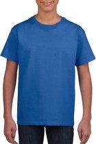 Blauw basic t-shirt met ronde hals voor kinderen unisex- katoen - 145 grams - blauwe shirts / kleding voor jongens en meisjes L (140-152)