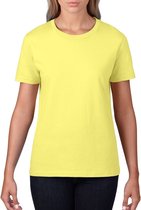 Basic ronde hals t-shirt licht geel voor dames - Casual shirts - Dameskleding t-shirt licht geel XL (42/54)