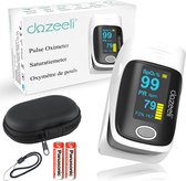 Dozeeli® Saturatiemeter zuurstofmeter vinger - Oximeter - FAGG Medische kwalificatie en inspectie + CE - NL handleiding - Opberghoes Koord + Panasonic Batteijen - Grijs