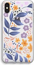 CaseCompany® - iPhone XS hoesje - Flowers with blue leaves - Soft Case / Cover - Bescherming aan alle Kanten - Zijkanten Transparant - Bescherming Over de Schermrand - Back Cover