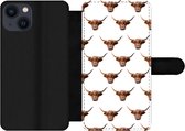 Étui pour téléphone iPhone 13 Bookcase - Highlander écossais - Vache - Motif - Avec poches - Étui portefeuille avec fermeture magnétique