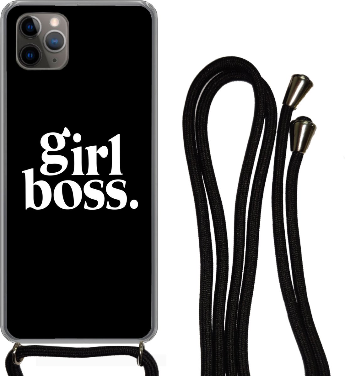 Telefoonhoesje Geschikt voor iPhone 11 Pro - Quotes - Spreuken - Girl boss - Siliconen - Crossbody - Backcover met Koord - Telefoonhoesje met koord - Hoesje met touw Telefoonhoesje