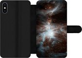 Bookcase Geschikt voor iPhone XS Max telefoonhoesje - Galaxy - Planeet - Sterren - Met vakjes - Wallet case met magneetsluiting