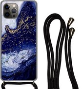 Coque avec cordon iPhone 12 Pro - Imprimé marbré - Goud - Pierres naturelles - Siliconen - Bandoulière - Coque arrière avec cordon - Coque pour téléphone avec cordon - Coque avec corde