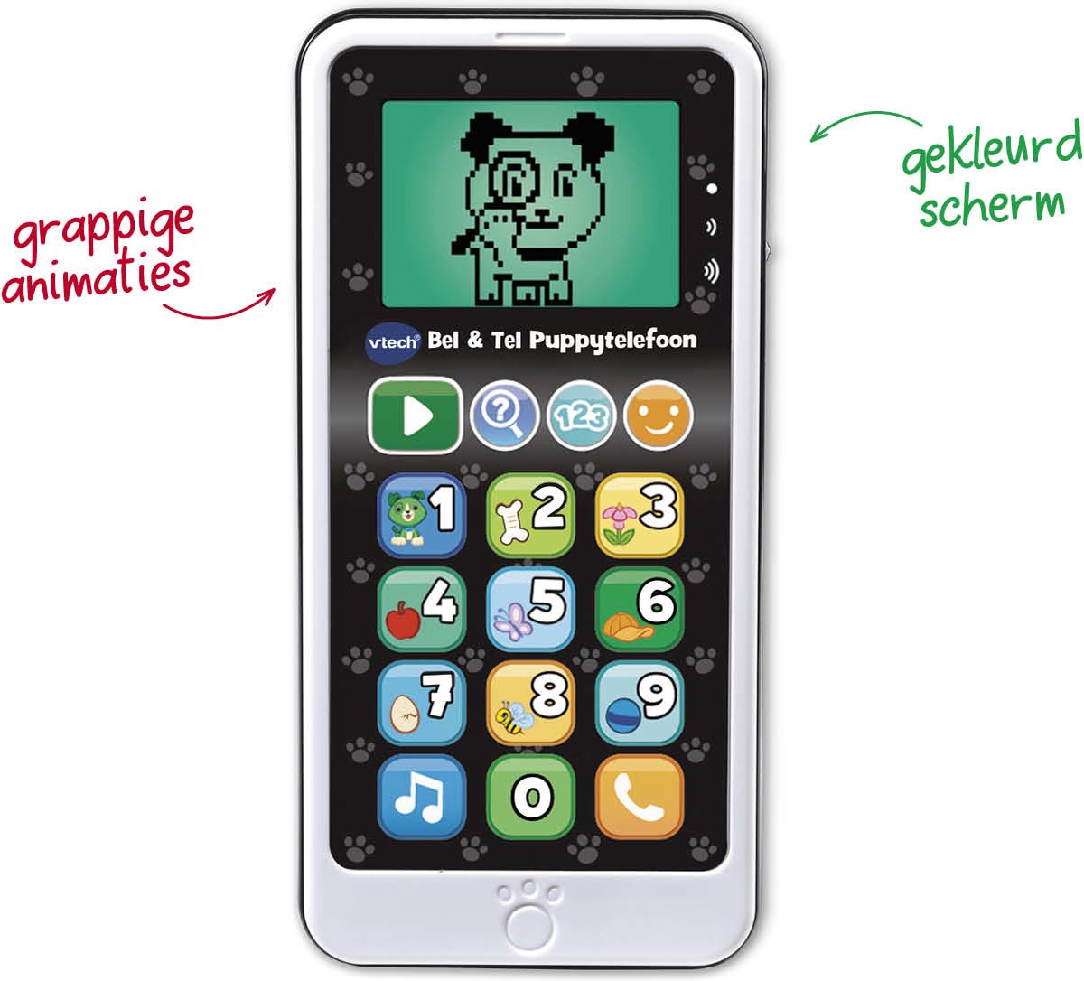 VTech Bel & Tel Puppytelefoon - Baby Telefoon - Interactief Mobieltje - Educatief Babyspeelgoed - Zwart/Wit - Vanaf 1,5 Jaar — afbeelding 3