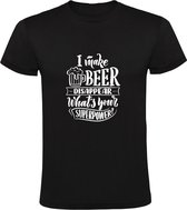 I make beer disappear. What's your superpower? | Heren T-shirt | Zwart | Ik laat bier verdwijnen. Wat is jouw superkracht? | Krachten | Bierpul | Beker | Borrel | Grappig