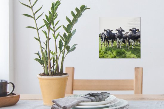 Tableau Peinture Vaches - Léger - Printemps - 20x20 cm - Décoration murale