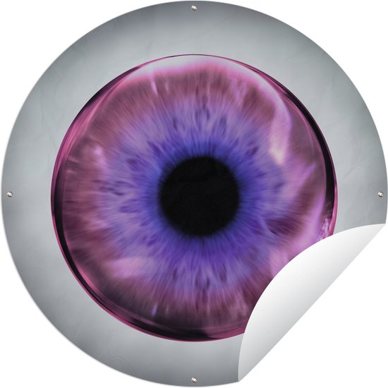 Tuincirkel Paars oog in glazen bol - 90x90 cm - Ronde Tuinposter - Buiten