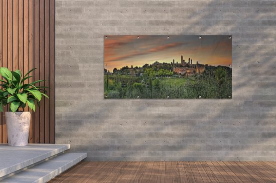 Décoration murale murale d'extérieur La ville européenne de San Gimignano en Italie - 160x80 cm