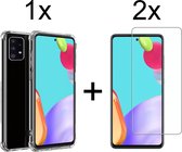 Samsung A53 hoesje shock proof case transparant - Samsung Galaxy A53 hoesje hoesjes cover hoes - Hoesje Samsung A53 - 2x Samsung A53 Screenprotector