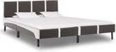 vidaXL Bedframe kunstleer grijs en wit 150x200 cm
