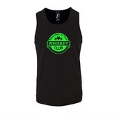 Zwarte Tanktop sportshirt met "Member of the Whiskey club" Print Neon Groen Size S