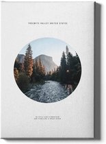 Walljar - River Mountain Yosemite Valley - Muurdecoratie - Canvas schilderij