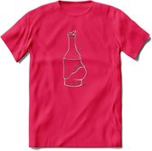 Bierbuik Bier T-Shirt | Unisex Kleding | Dames - Heren Feest shirt | Drank | Grappig Verjaardag Cadeau tekst | - Roze - XL