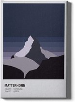 Walljar - Matterhorn Switserland Night - Muurdecoratie - Canvas schilderij