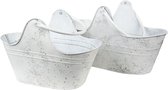 Clayre & Eef Bloempotten Binnen Set van 2 40*21*25 / 35*18*23 cm Wit, Grijs Metaal Plantenpot