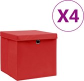 Opbergboxen met deksels 4 st 28x28x28 cm rood