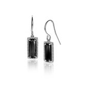 ZINZI zilveren oorhangers 28mm sierlijke rechthoek zwart ZIO2113
