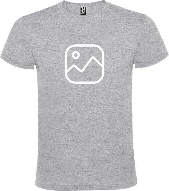 Grijs  T shirt met  " Geen foto icon " print Wit size XL