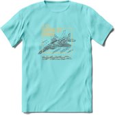 F-15 Vliegtuig T-Shirt | Unisex leger Kleding | Dames - Heren Straaljager shirt | Army F16 | Grappig bouwpakket Cadeau | - Licht Blauw - S