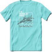 F-15 Vliegtuig T-Shirt | Unisex leger Kleding | Dames - Heren Straaljager shirt | Army F16 | Grappig bouwpakket Cadeau | - Licht Blauw - XL