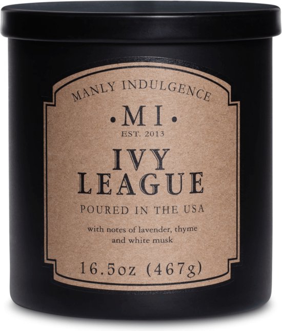 Colonial Candle - Manly Indulgence Classic - Ivy League - met noten van lavendel, tijm en witte musk - mannelijke geurkaas