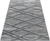 Modern designtapijt met strepen en ruiten in de kleur grijs