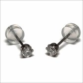 Aramat jewels ® - Zirkonia zweerknopjes rond 3mm oorbellen transparant chirurgisch staal