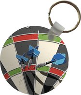 Sleutelhanger - Een illustratie van de hoogste score bij darten - Plastic - Rond - Uitdeelcadeautjes
